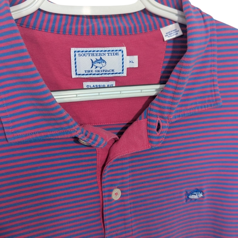 Souther Tide Pink And Blue Stripe Polo